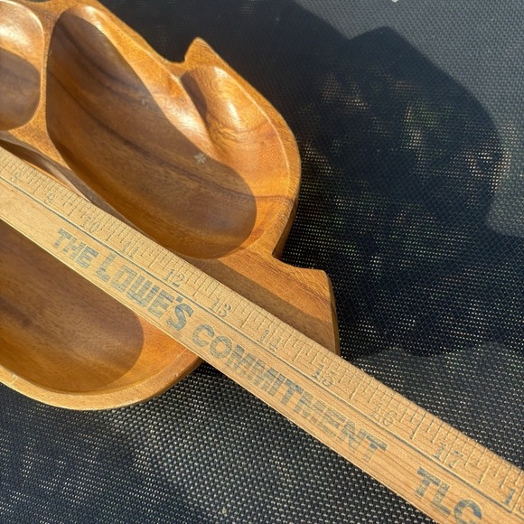 VTG Monkey Pod Wood Wooden Divided Dish Serving Bowl Tray Philippines 15" - Picture 5 of 6